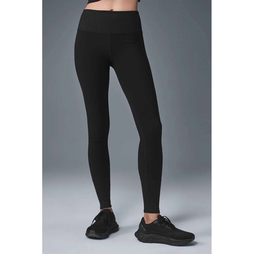 Alo Yoga Women's Black Split Hem High-Waist Alosoft Lounge Leggings Size Medium